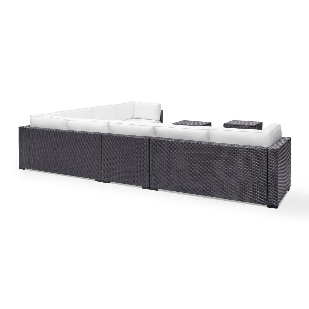 7Pc Outdoor Wicker Sectional Set White/Brown K281419
