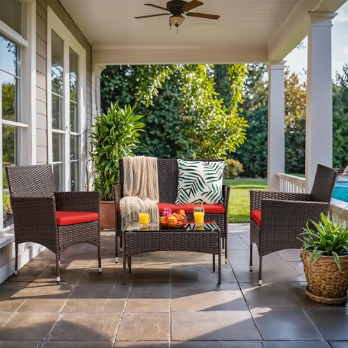 4 Pieces Rattan Wicker Patio Furniture Set M2174