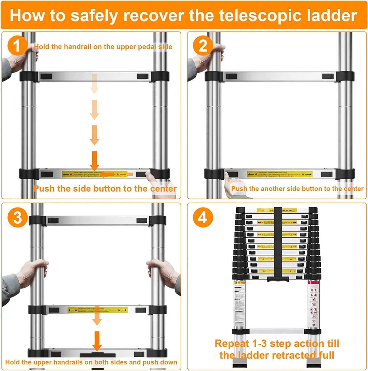 Telescoping Aluminum Extension Ladder, 330lbs Max Capacity C7341