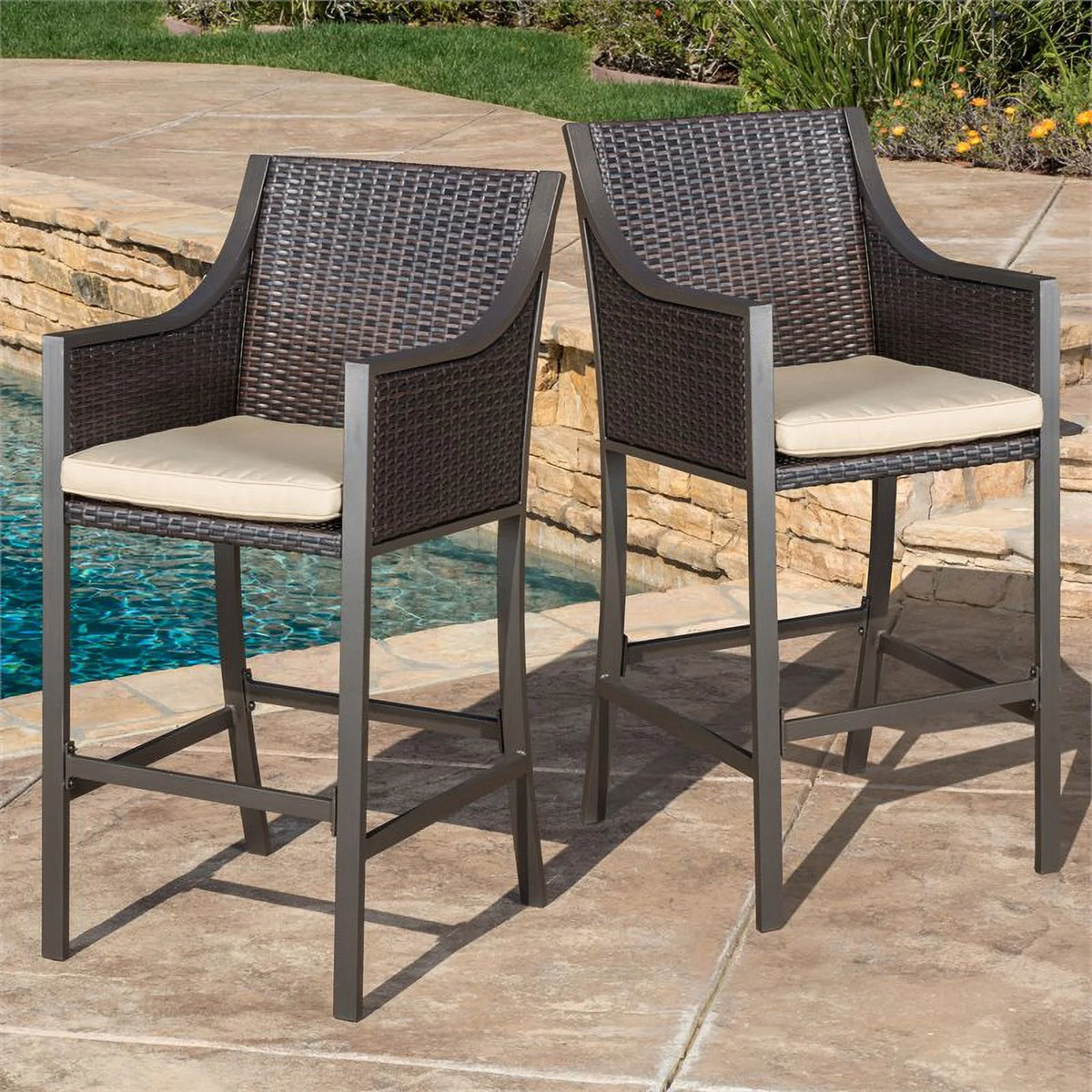 Multi Brown Bar Stool Set of 2 B9879