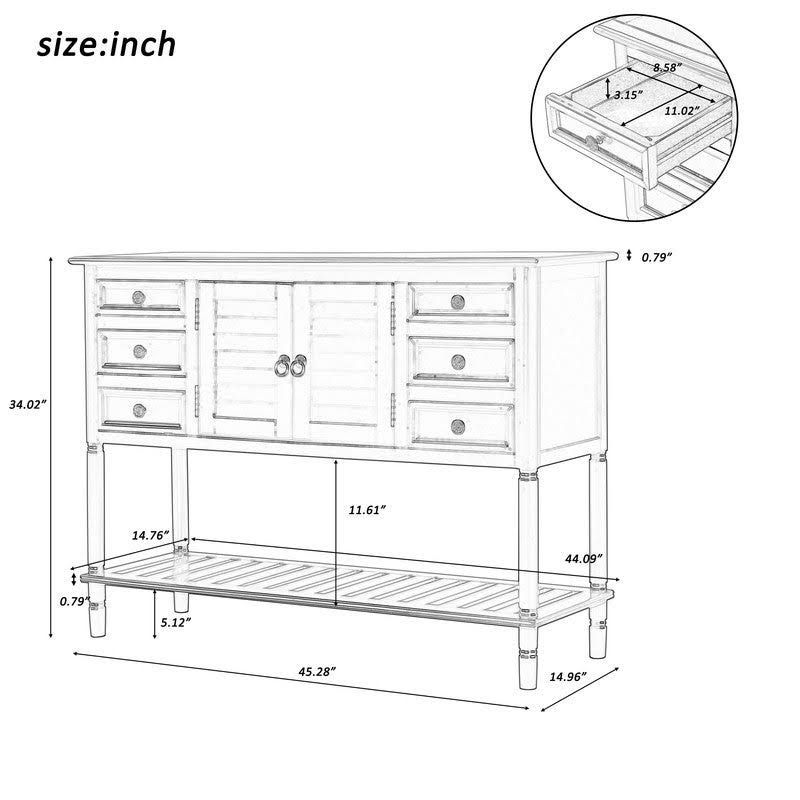 Red Console Table with 6 Drawers S85000