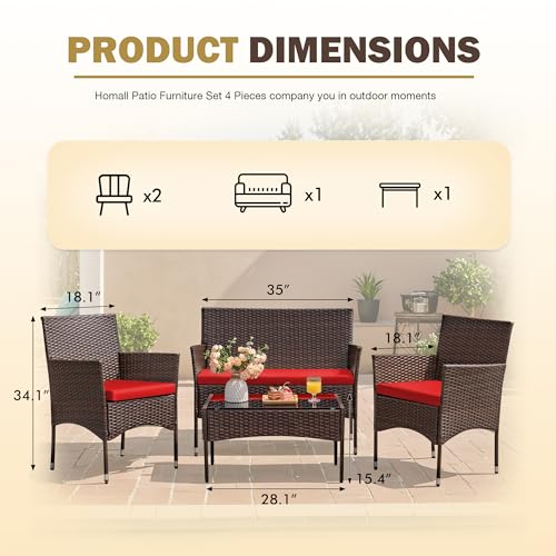 4 Pieces Rattan Wicker Patio Furniture Set M2174