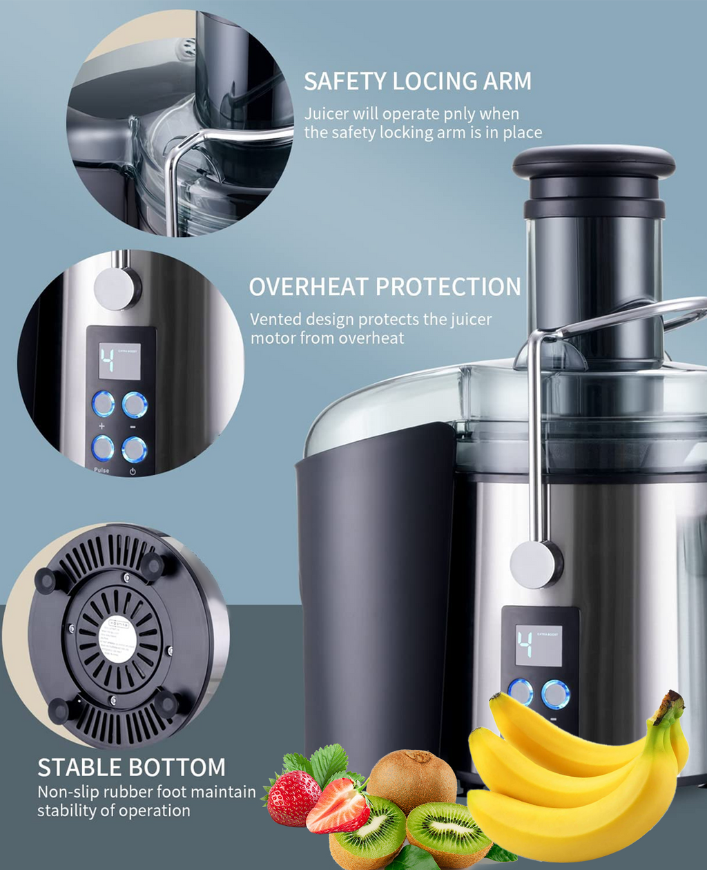 3" Feed Chute Centrifugal Juicer with Stainless Steel Filter D244663