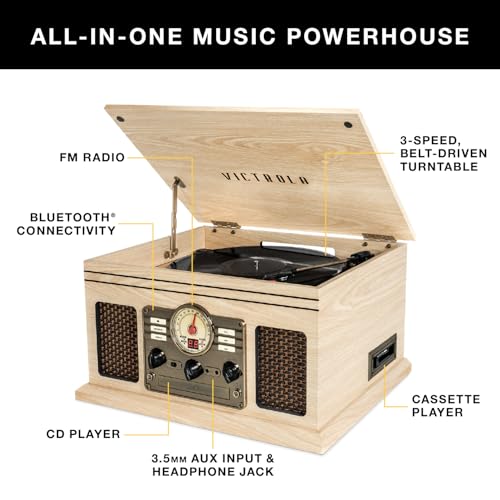 Natural 3-Speed Turntable with CD & Cassette Player, AM/FM Radio O3483