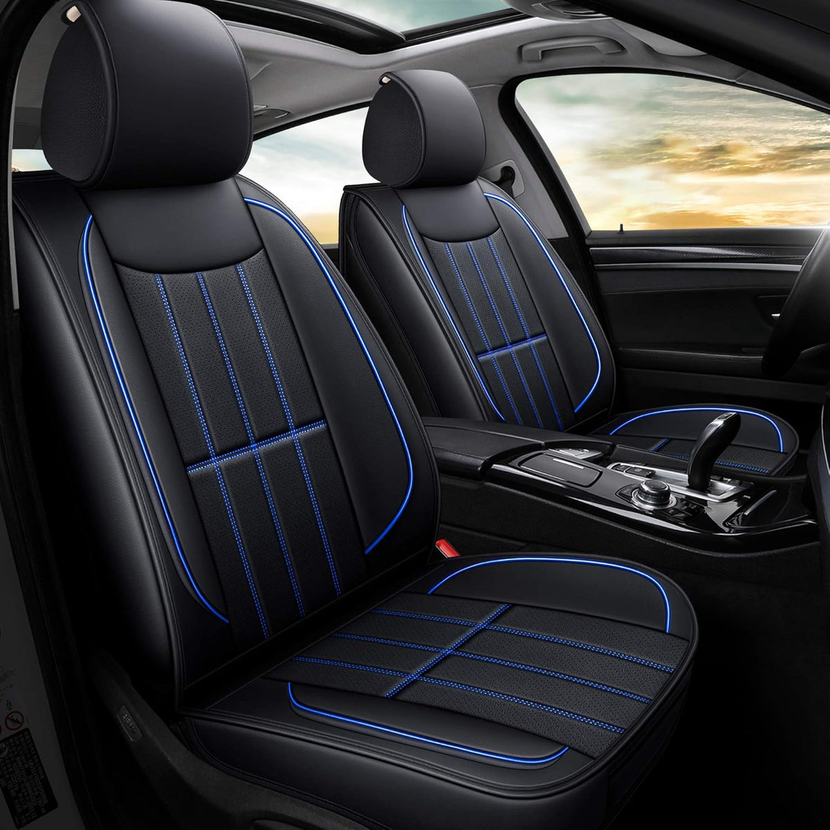 Leather Car Seat Covers Full Set Gray R137365