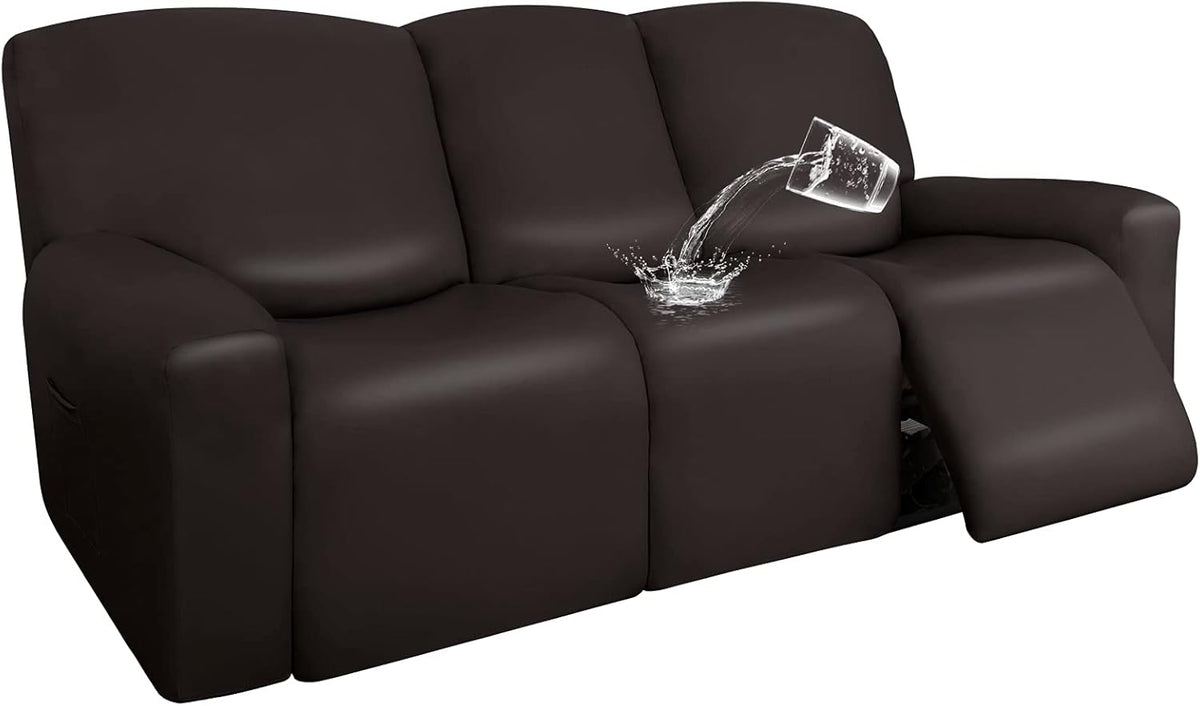 PU Leather Waterproof Stretch Sofa Covers 6 Pieces Navy O9475
