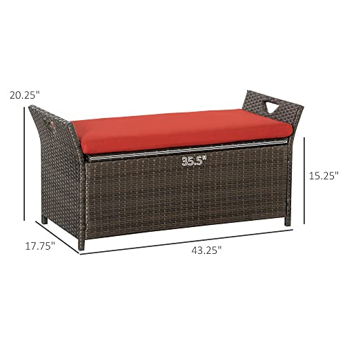 29 Gallon Wicker Storage Bench with Cushion J598