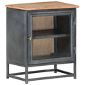 Gray Acacia Wood Bedside Cabinet with Glass Door M660678
