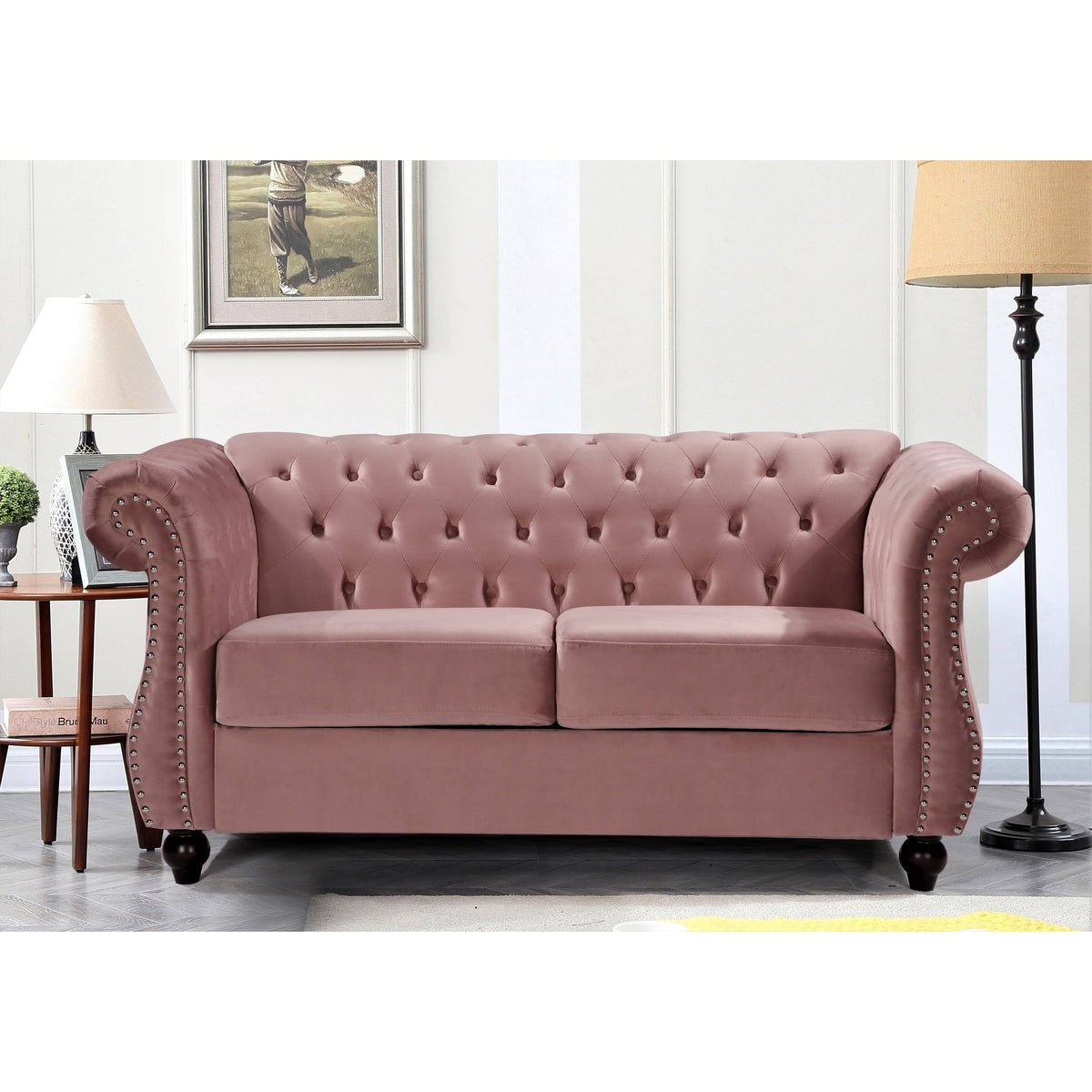 Pink Chesterfield Loveseat U393