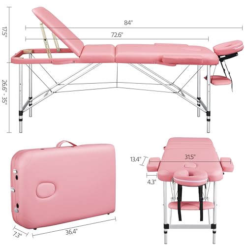 Black 28 Inch Wide Adjustable Folding Massage Table K2234