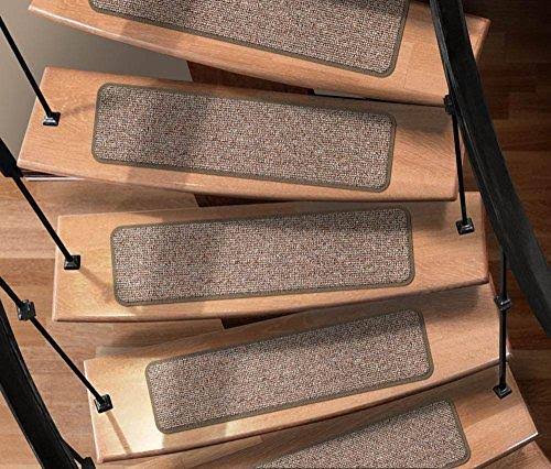 Set of 15 Attachable Carpet Stair Treads Pebble Beige 8 in. x 30 in. F30064