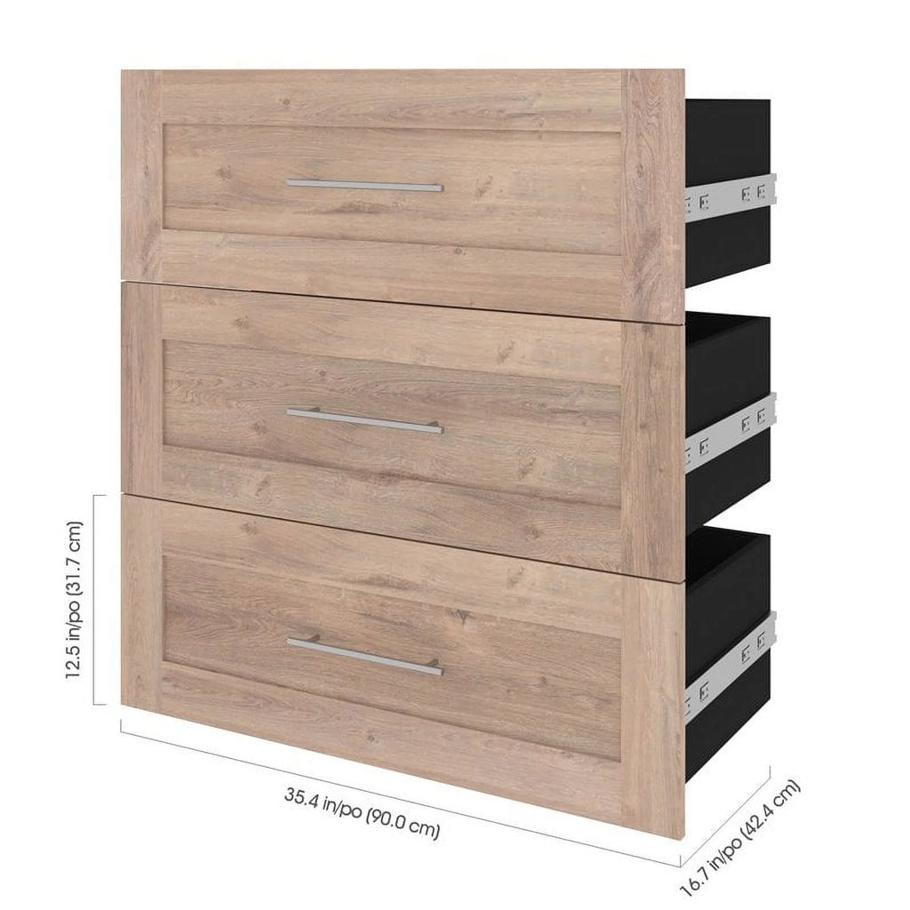 3 Drawer Set for Closet Organizer in Rustic Brown Engineered Wood W915
