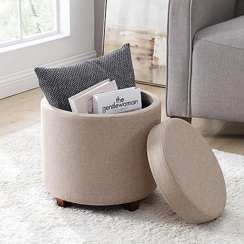 Round Velvet Ottoman with Lift Off Lid and Tray Lid G169424