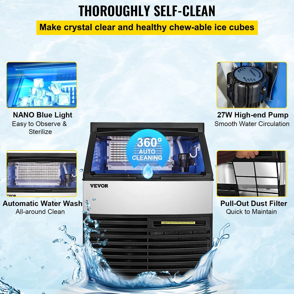 110V Commercial Ice Maker 440lbs/24H Stainless Steel N744402