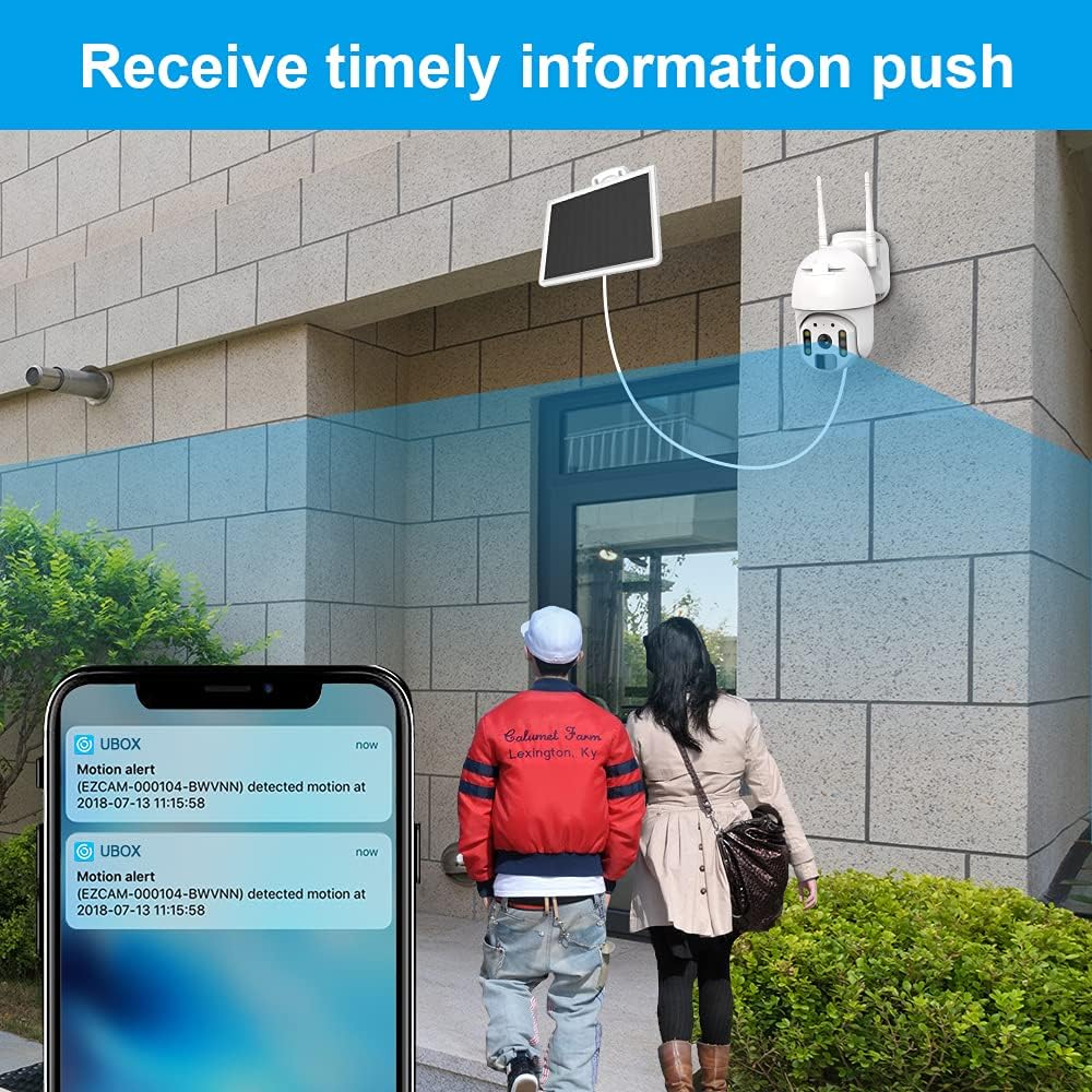 Wireless Solar Rechargeable PTZ Security Camera with Color Night Vision I907583