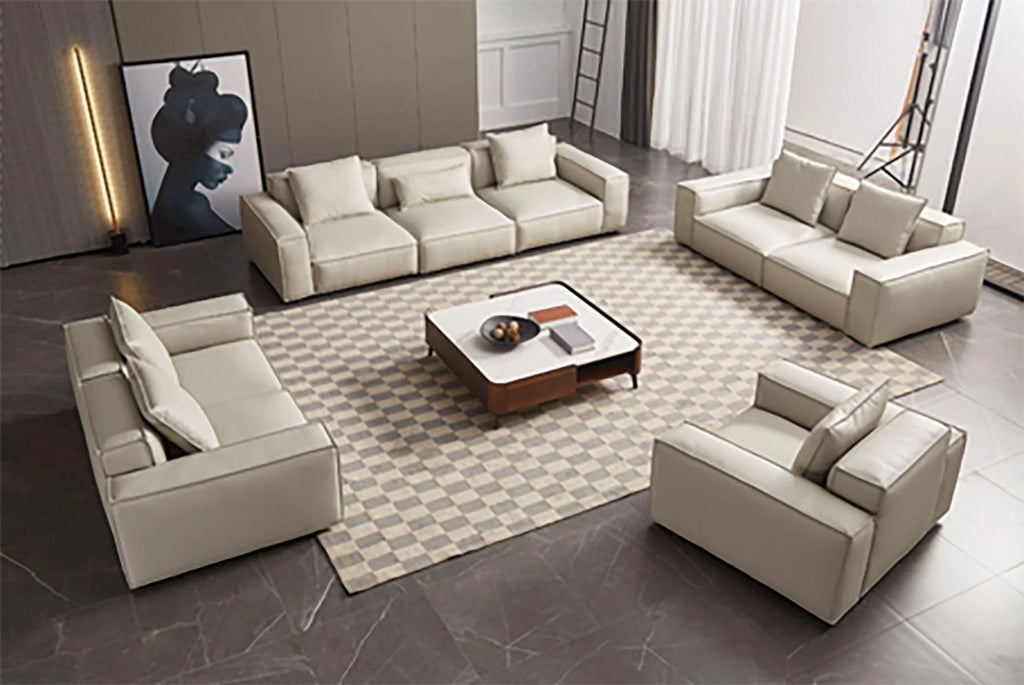 Modern Light Gray Full Leather Sofa U774