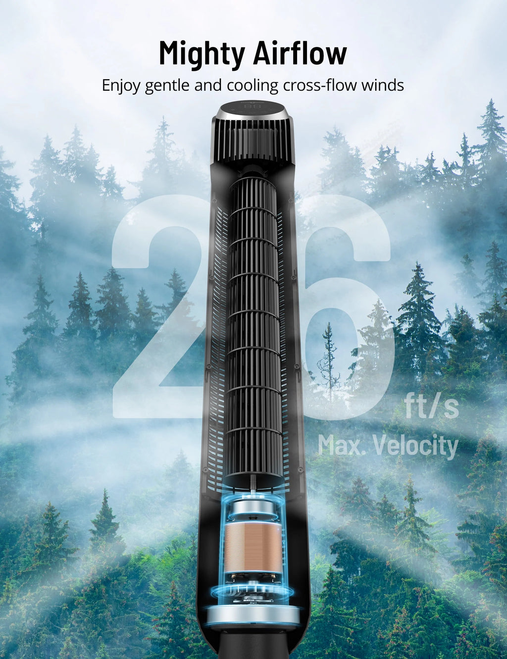Bladeless Tower Fan with Remote X90629