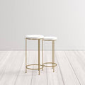 White Metal and Wood 2 Piece Nesting Tables Set N108