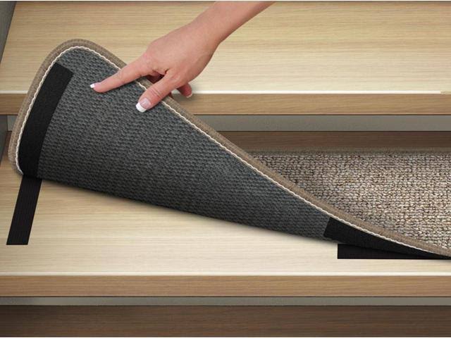 Set of 15 Attachable Carpet Stair Treads Pebble Beige 8 in. x 30 in. F30064