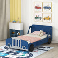 Twin Size Car-Shaped Platform Bed with Wheels Blue U844