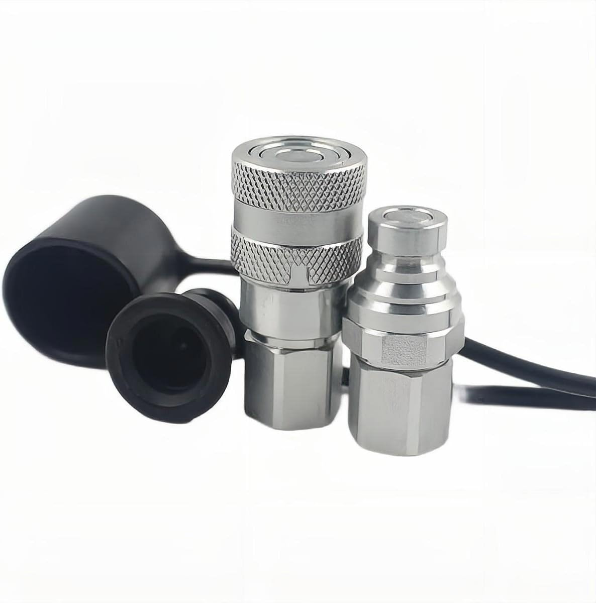 1/4 Flat Face Hydraulic Quick Connect Coupling Set with Black Dust Cap F8057