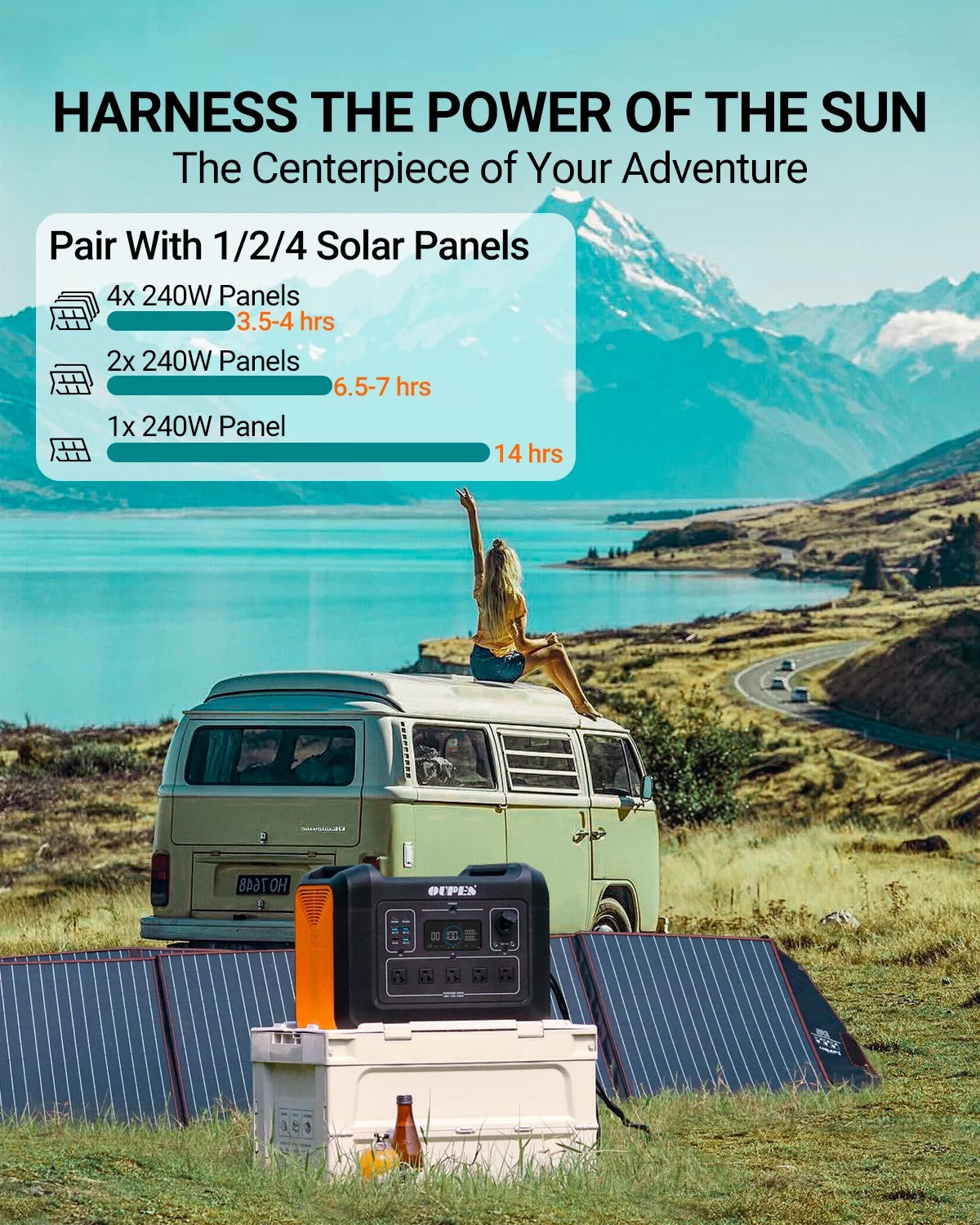 2400W 2232Wh Portable Power Station with 4 240W Solar Panels Z87601