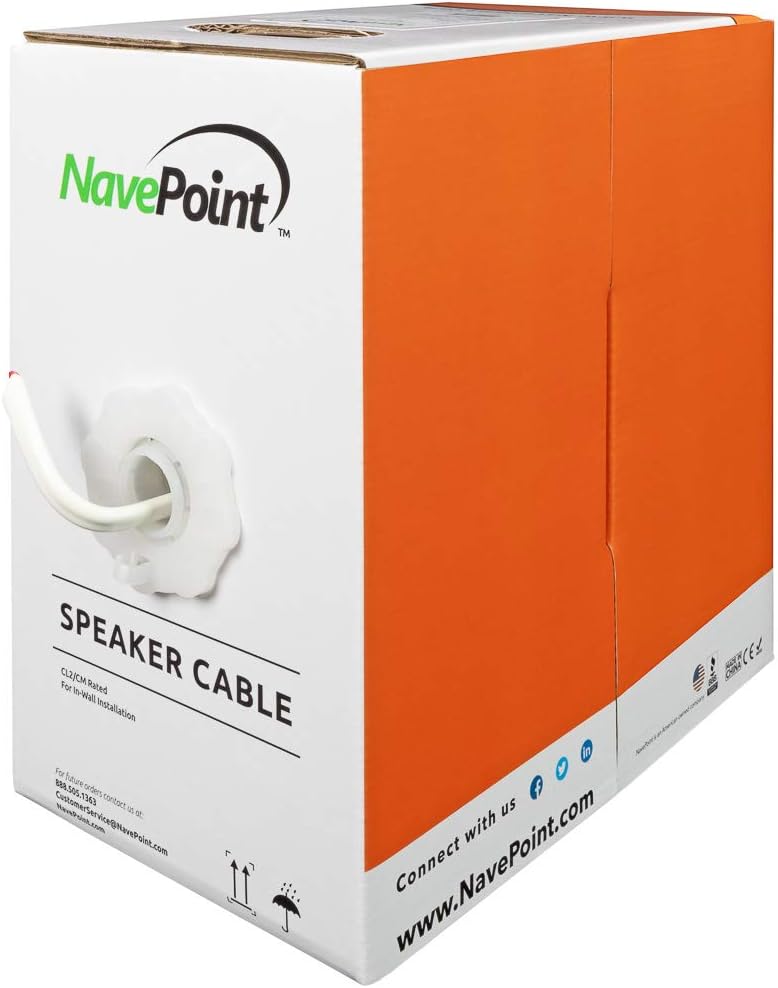 250ft CL2 16/4 AWG 4 Conductor Bulk White Speaker Cable Wire Pack of 2 I70631