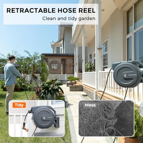 Heavy Duty Retractable Garden Hose Reel 1/2'' 78ft Wall Mounted A35768