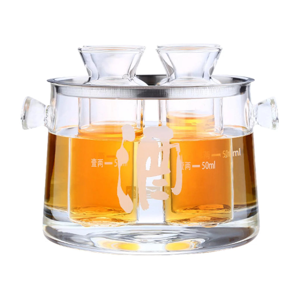Glass Sake Decanter Bottle 16cmx14.5cmx11.6cm P9276