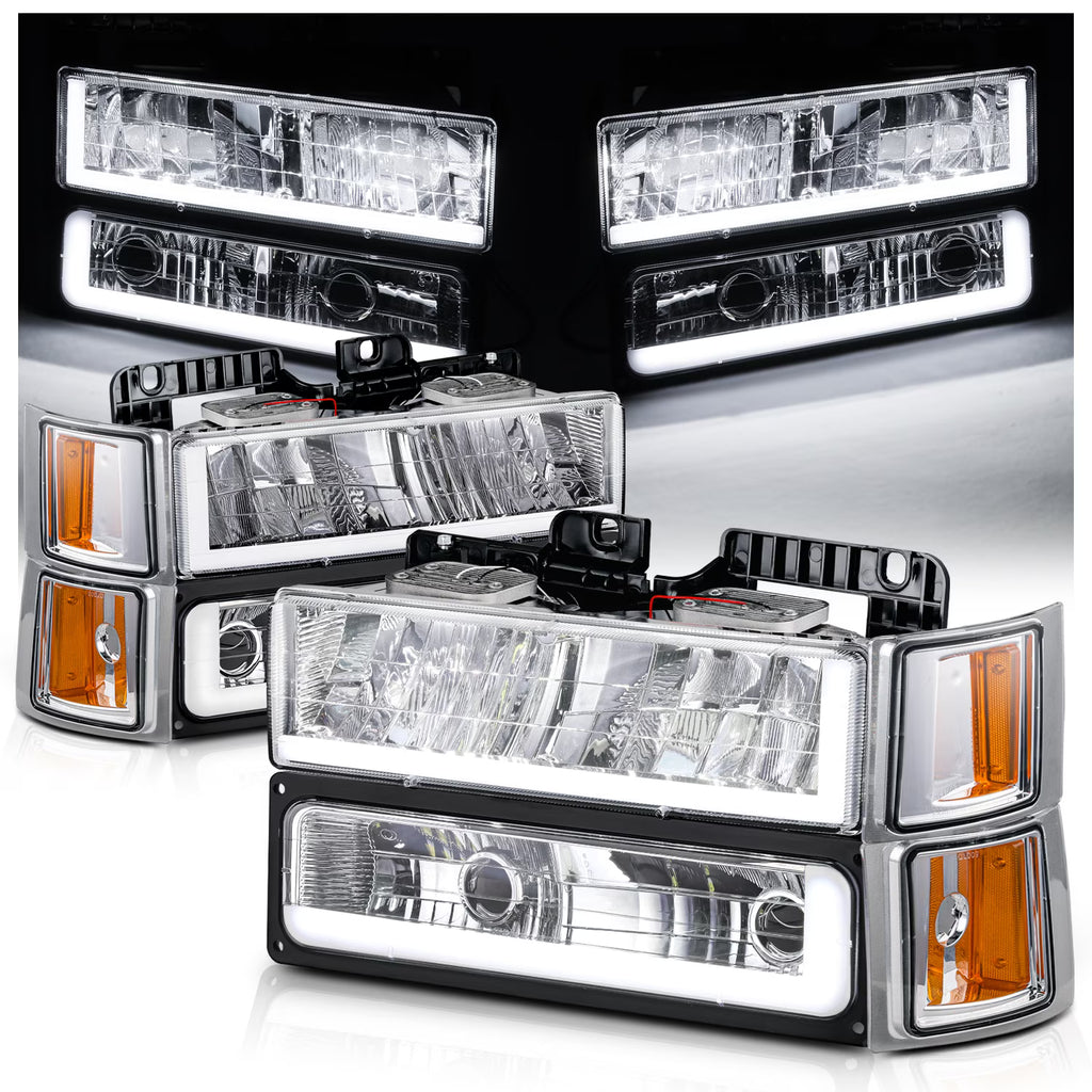 LED Tube Headlight Assembly with 6000K LED Bulbs C7447