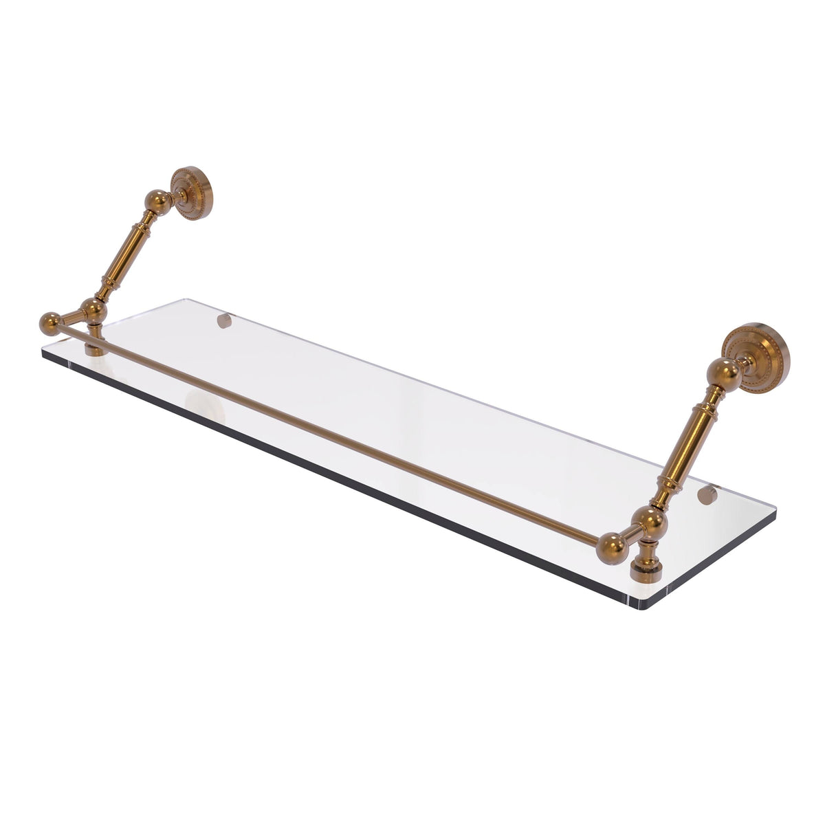 Antique Pewter Floating Glass Shelf with Gallery Rail T53927
