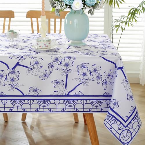 Blue Floral Rectangle Tablecloth E417561