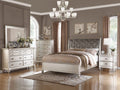 California King Size 4pc Bed Set Faux Leather Tufted Headboard Dresser Mirror Nightstand F26510
