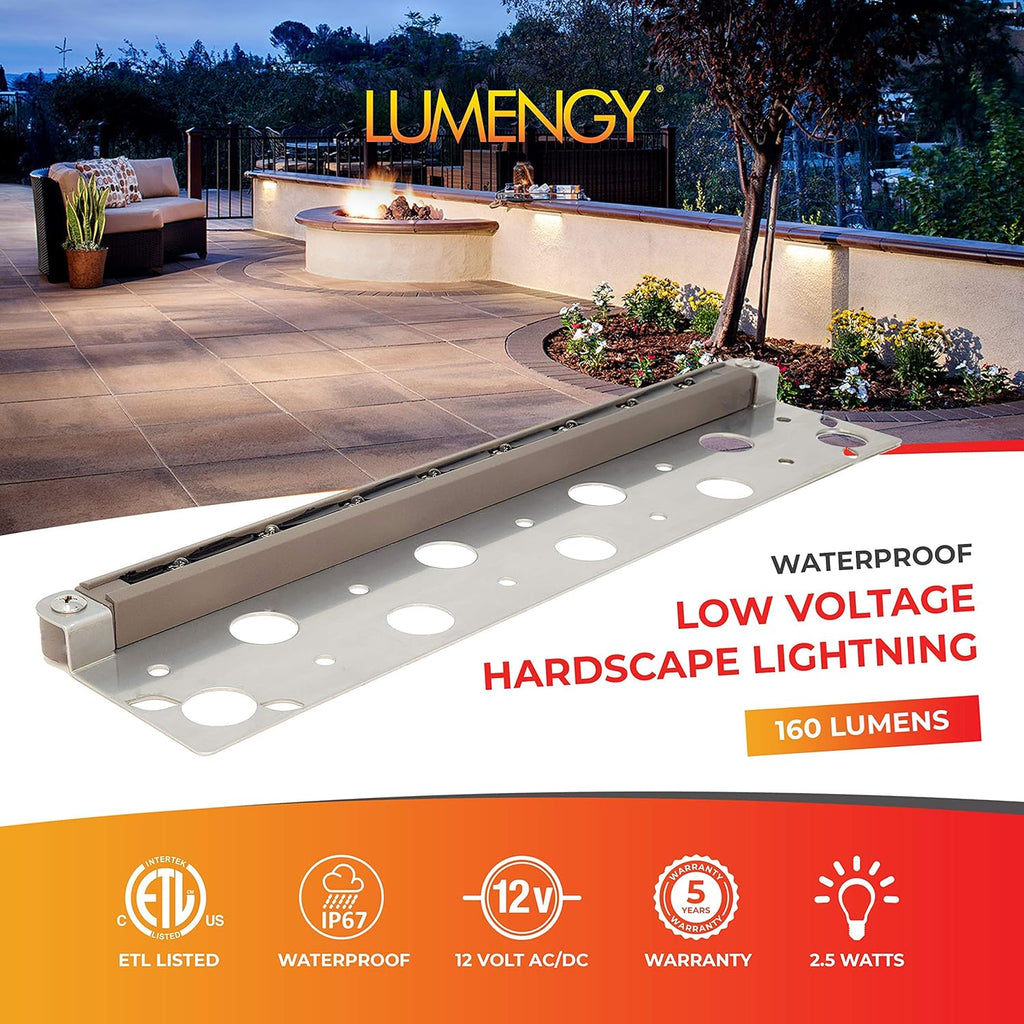 6-Pack 7 Inch 1.5W LED Hardscape Lights, IP-67 Waterproof, 12V, 2700K Y62477