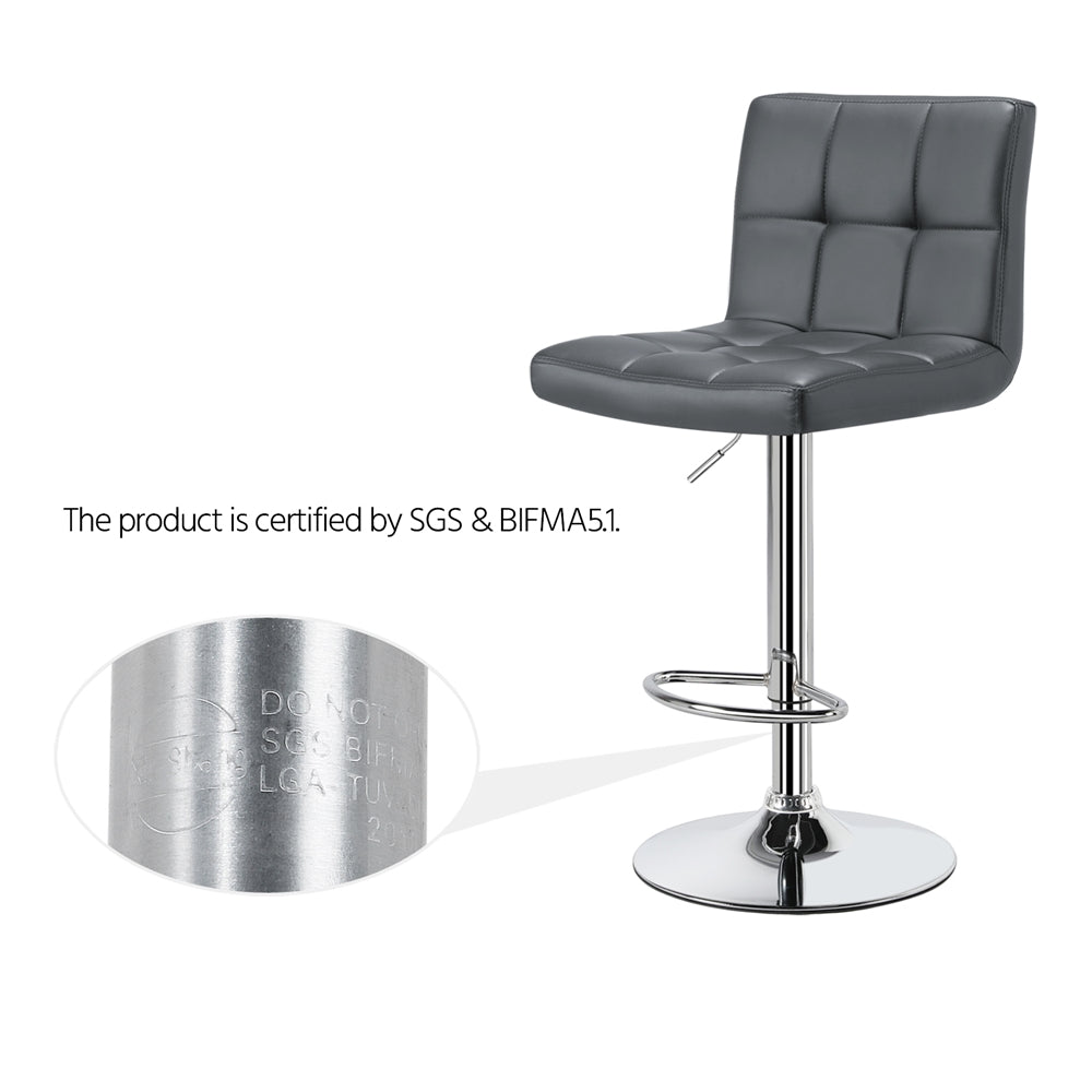 2pcs Faux Leather Counter Bar Stools, Gray H989375