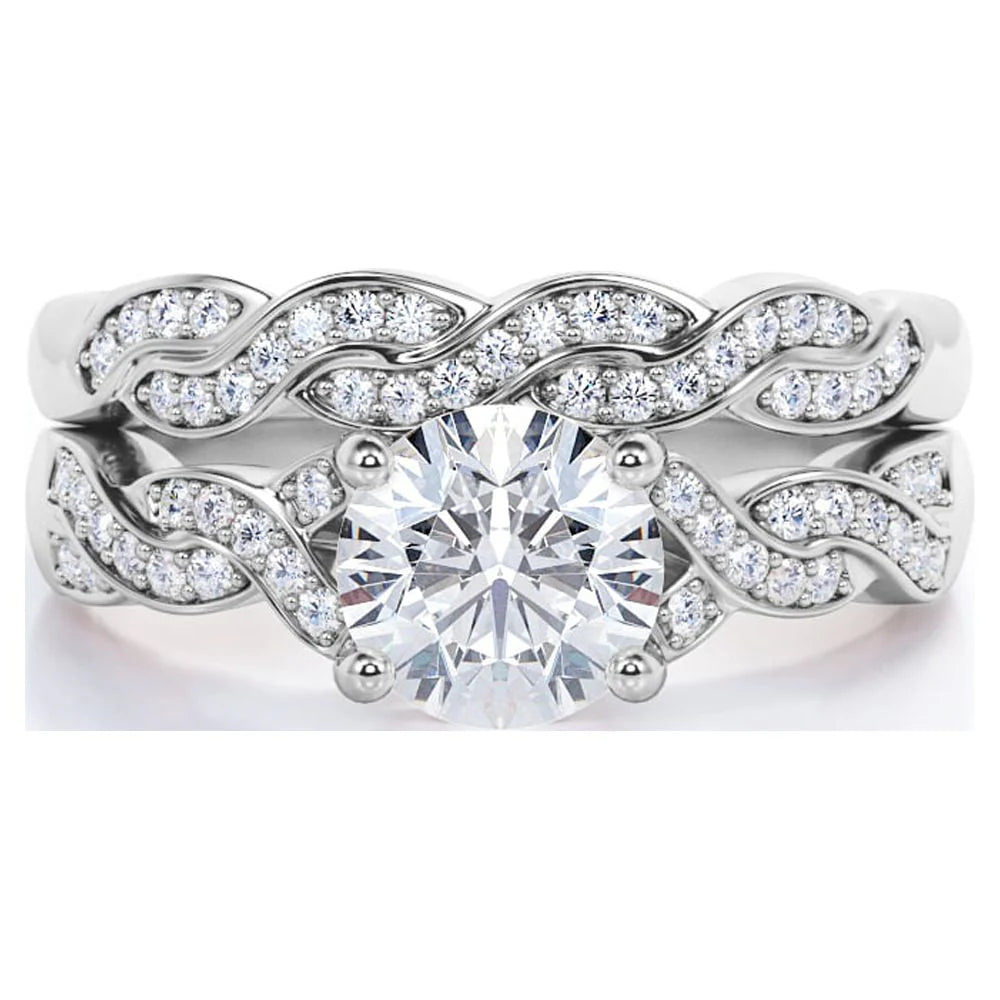 1.25 Carat Round Cut Moissanite Wedding Set B14746