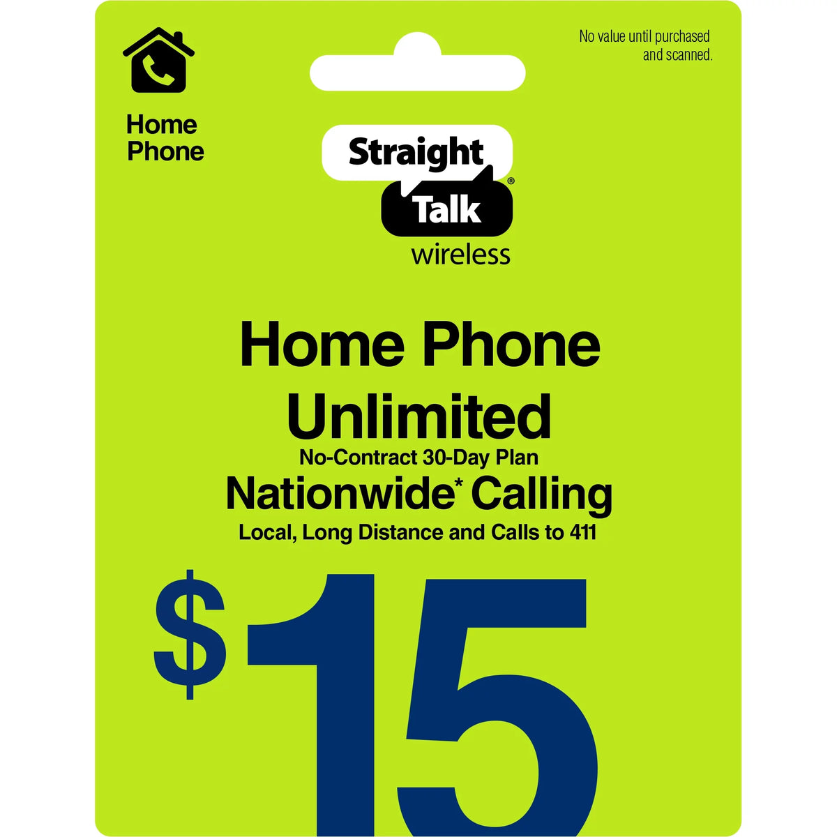 $15 Home Phone Unlimited 30-Day Plan Direct Top Up E5816