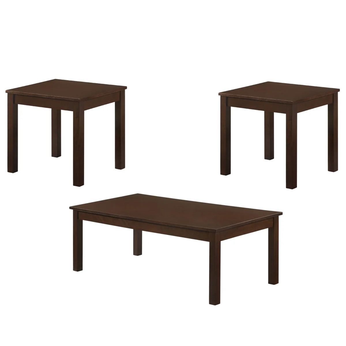 Brown 3 Piece Wooden Cocktail and End Table R9985