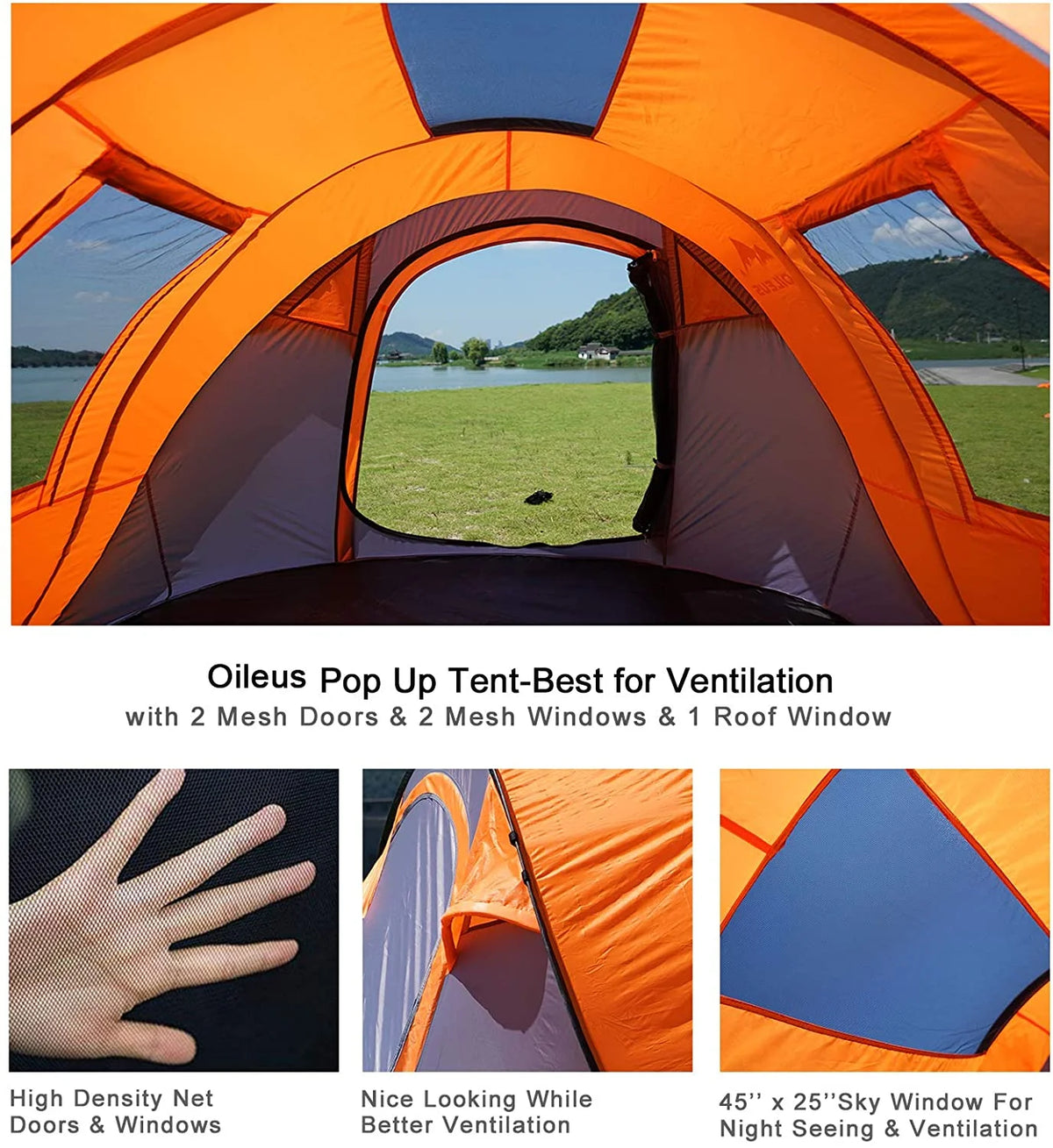 X-large Pop Up Dome Tent 5-6 Person with Carrying Bag Grey O788876