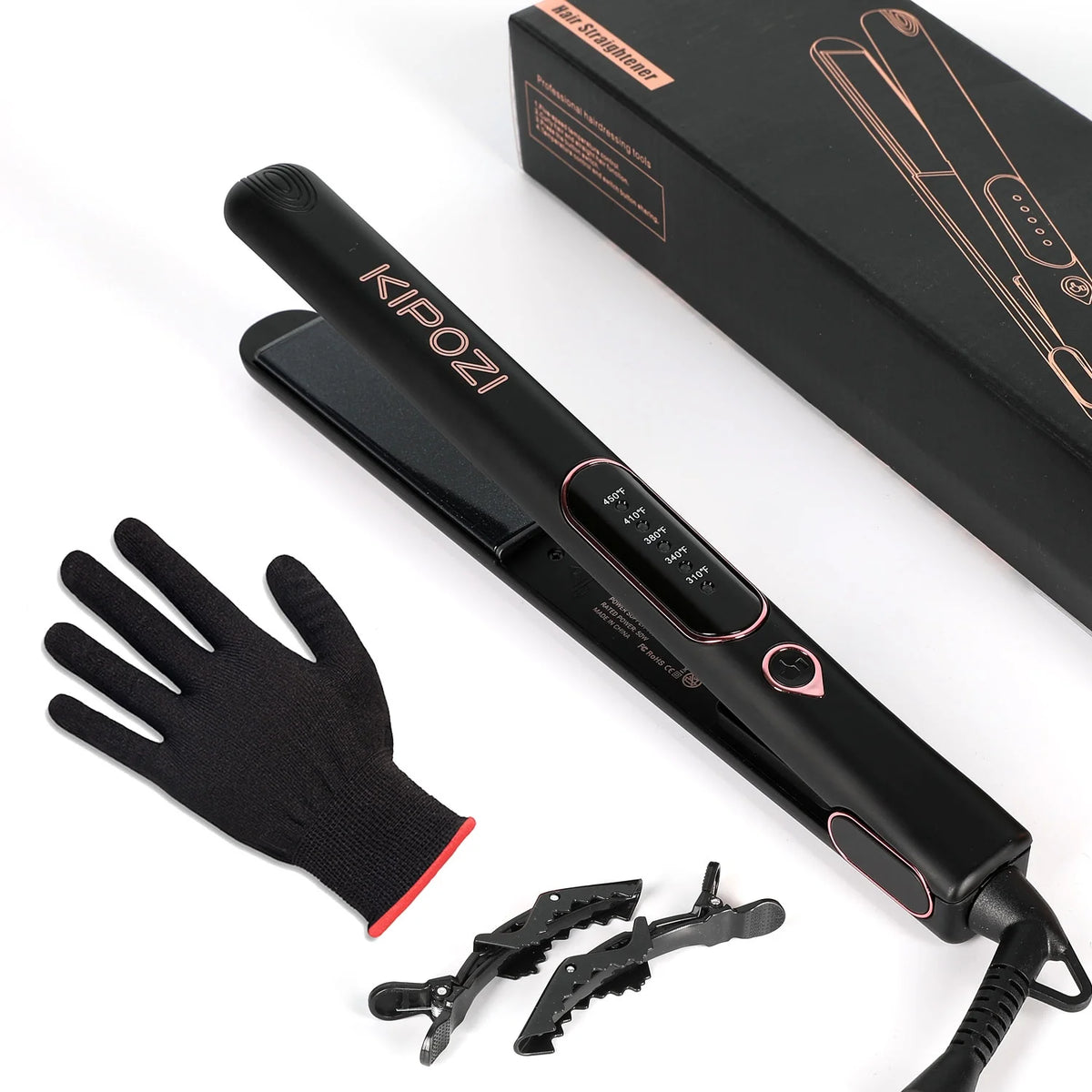 Black 1" Tourmaline Ceramic 2 In 1 Flat Iron Hair Straightener F212