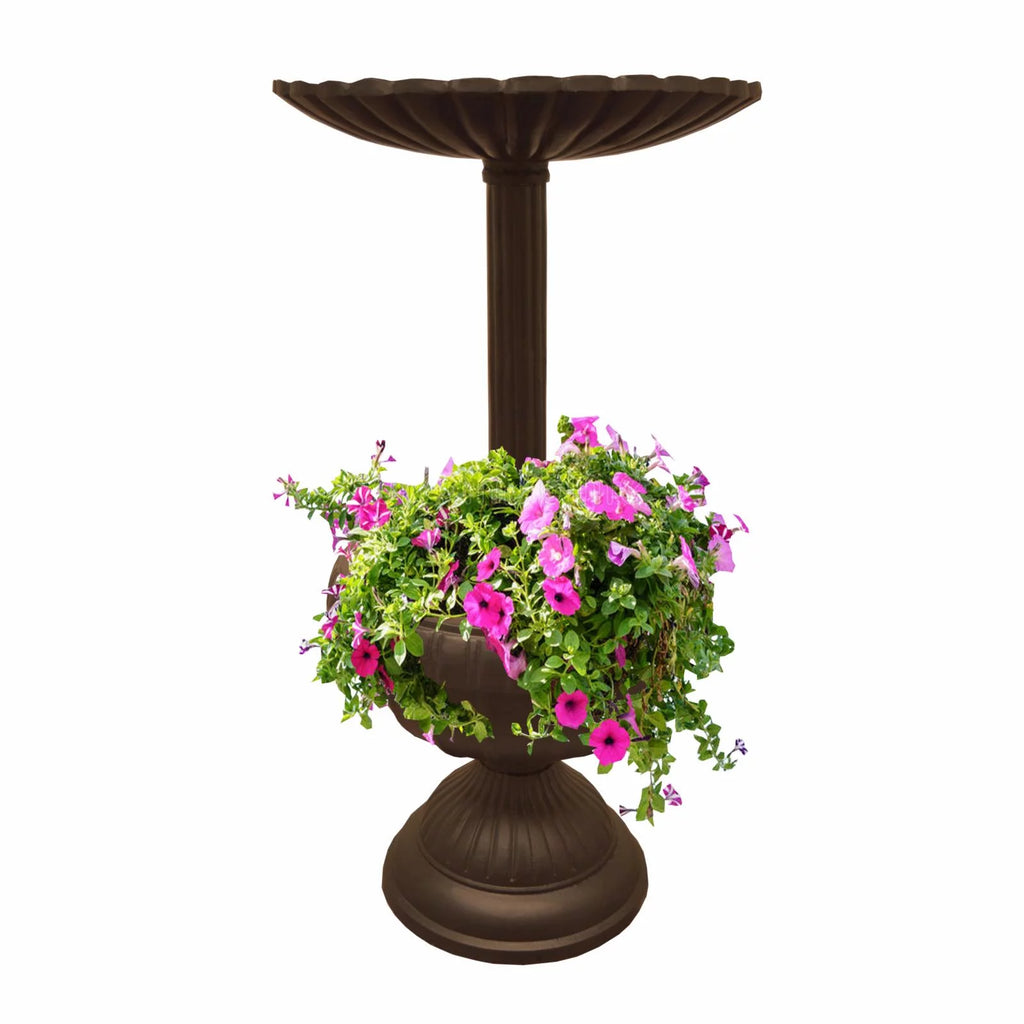 Round Cast Aluminum Bird Bath and Planter Vase Combo C98321