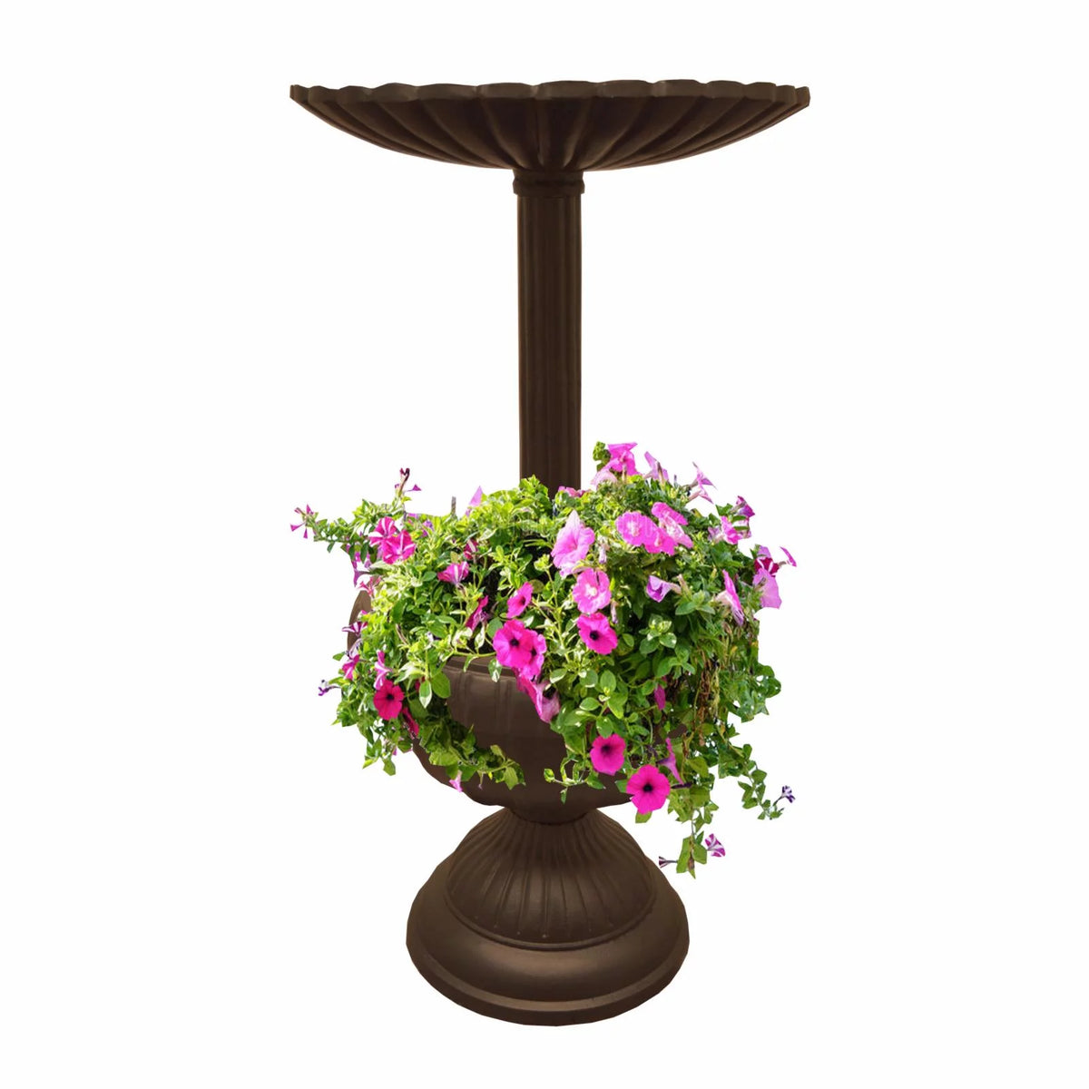 Round Cast Aluminum Bird Bath and Planter Vase Combo C98321