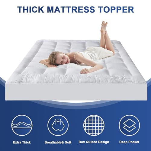 Twin XL White Extra Thick Mattress Topper with 8-21 Inch Deep Pocket Y194694