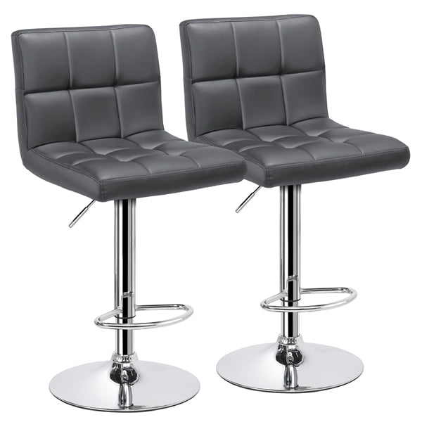 2pcs Faux Leather Counter Bar Stools, Gray H989375
