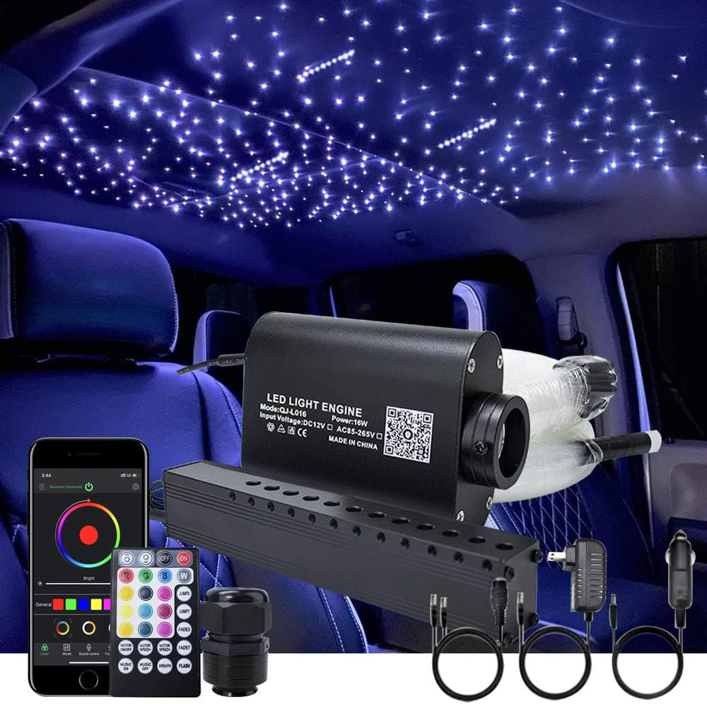 16W Fiber Optic Star Ceiling Light Kit with 28key RF Remote, 335pcs Mixed Fiber Cable 13.1ft L722