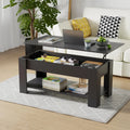 Lift Top Coffee Table with Hidden Compartment and Storage Shelf 47.2in Black P5988