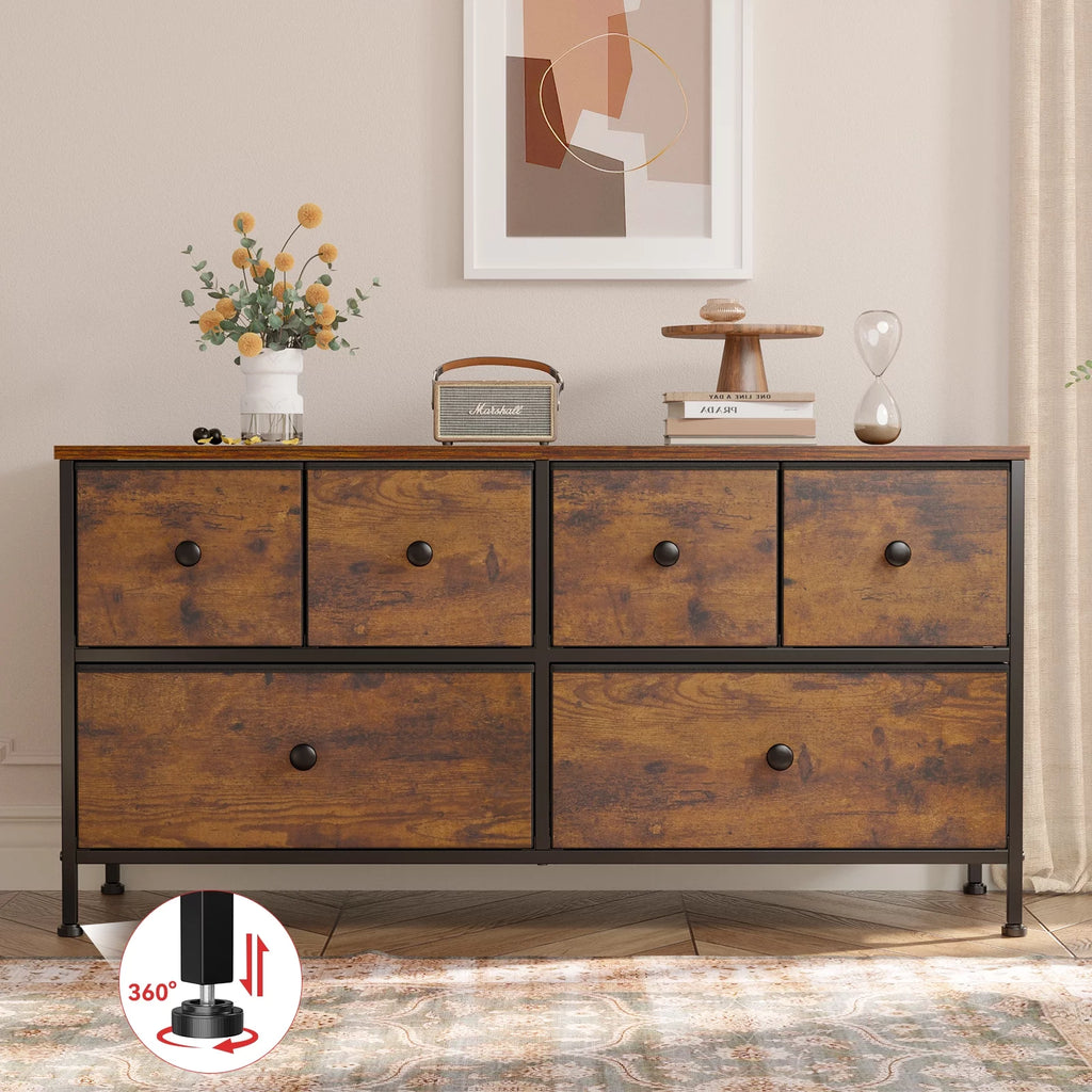 8 Drawer Fabric Dresser TV Stand with Outlet K3943