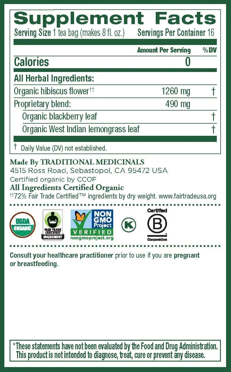 Organic Hibiscus Herbal Tea 16 CT Pack of 6 F378