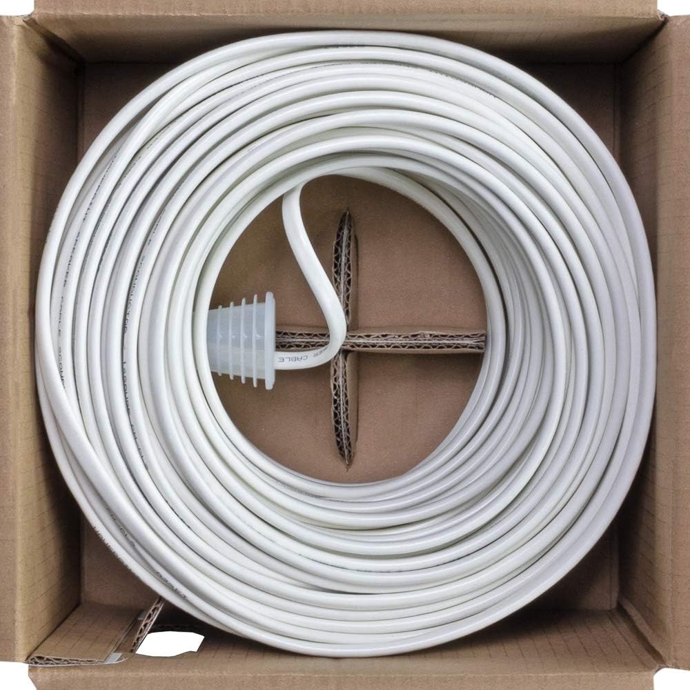 250ft CL2 16/4 AWG 4 Conductor Bulk White Speaker Cable Wire Pack of 2 I70631