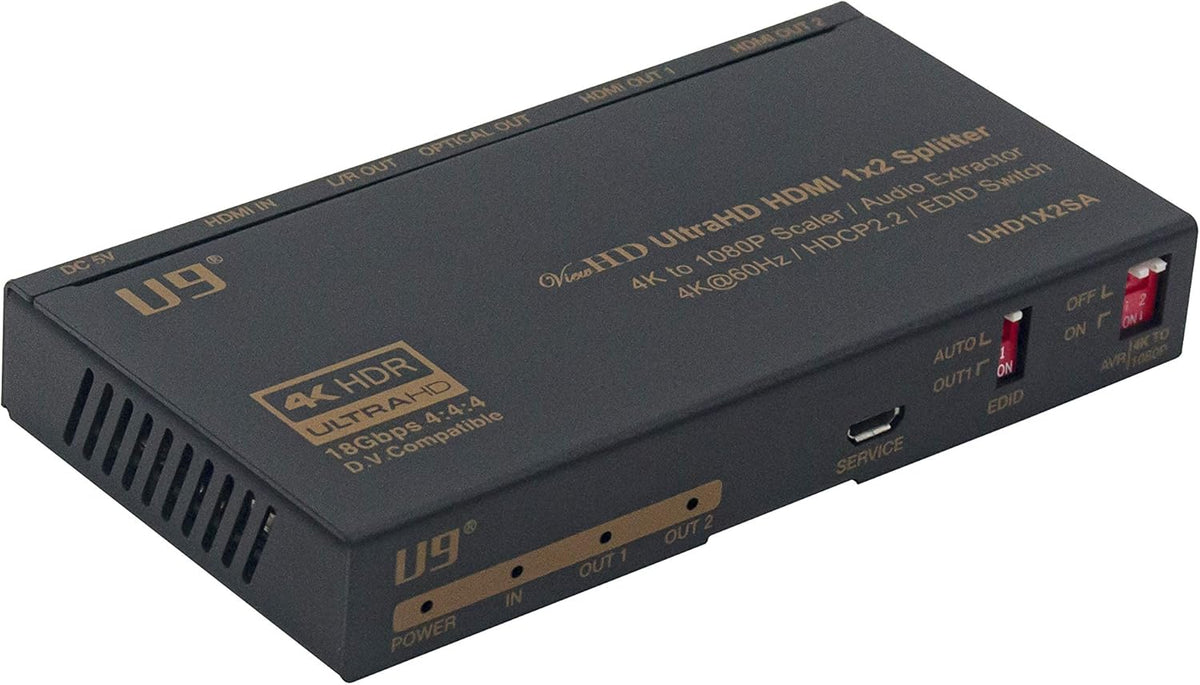 1 in 4 Out HDMI 2.0 4K Splitter with 4K to 1080P Downscaler U778